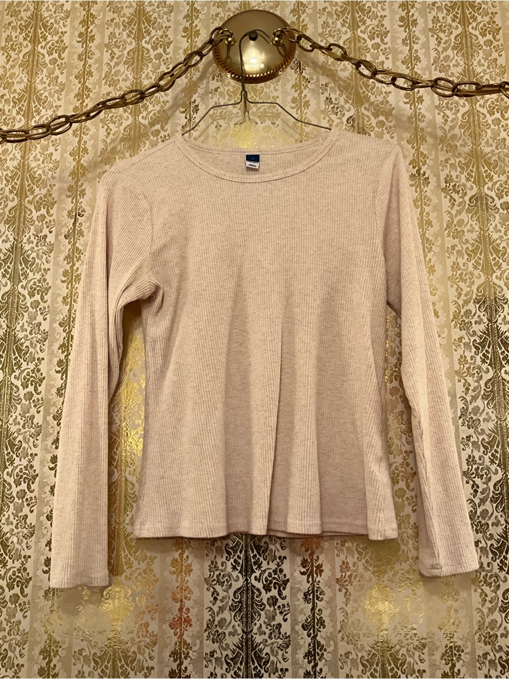 Old Navy Ribbed Long-Sleeve Top in Light Cream